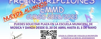 ¡¡¡¡¡AMPLIACIÓN PLAZO!!!! PREINSCRIPCIONES  CURSO 2022-23- NUEVOS ALUMNOS