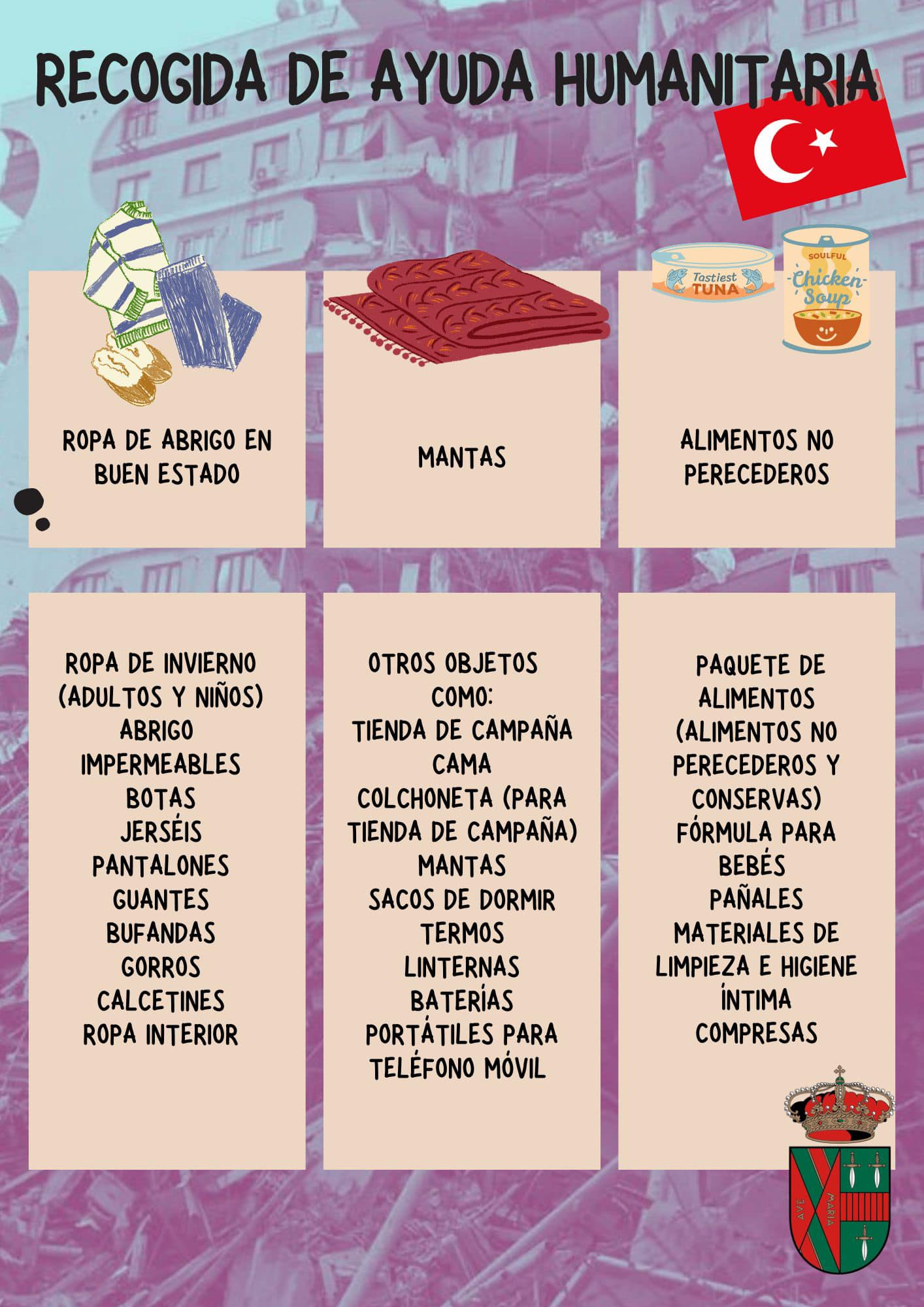 RECOGIDA DE AYUDA HUMANITARIA PARA TURQUÍA