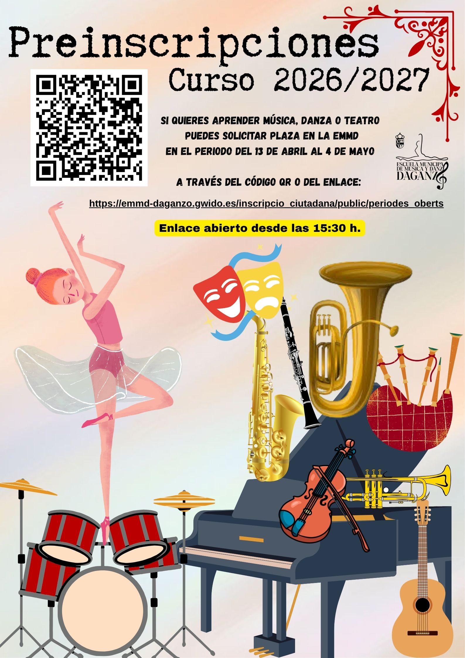 PREINSCRIPCIONES NUEVO ALUMNADO EMMD PARA CURSO 2026 / 2027