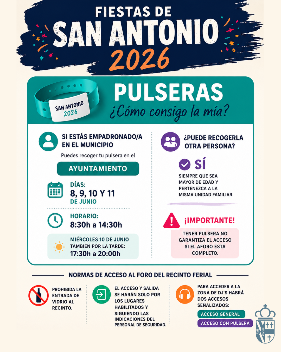 PULSERAS RECINTO FERIAL - FIESTAS SAN ANTONIO 2026